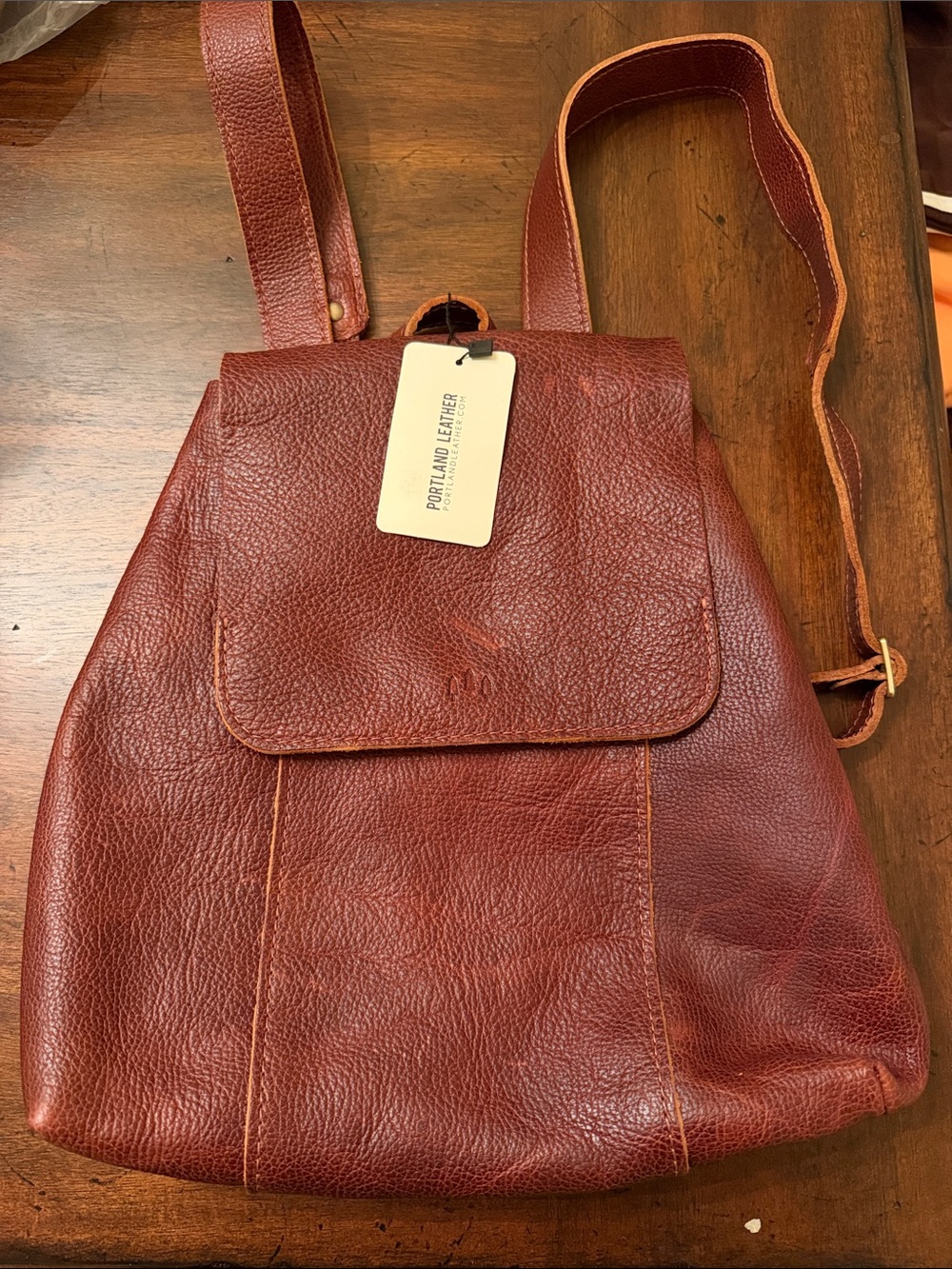 Women’s Boston Nutmeg Leather Backpack - Picture 3 of 9